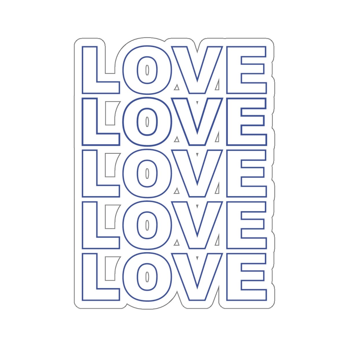 'LOVE' Stack Kiss-Cut Sticker in Blue