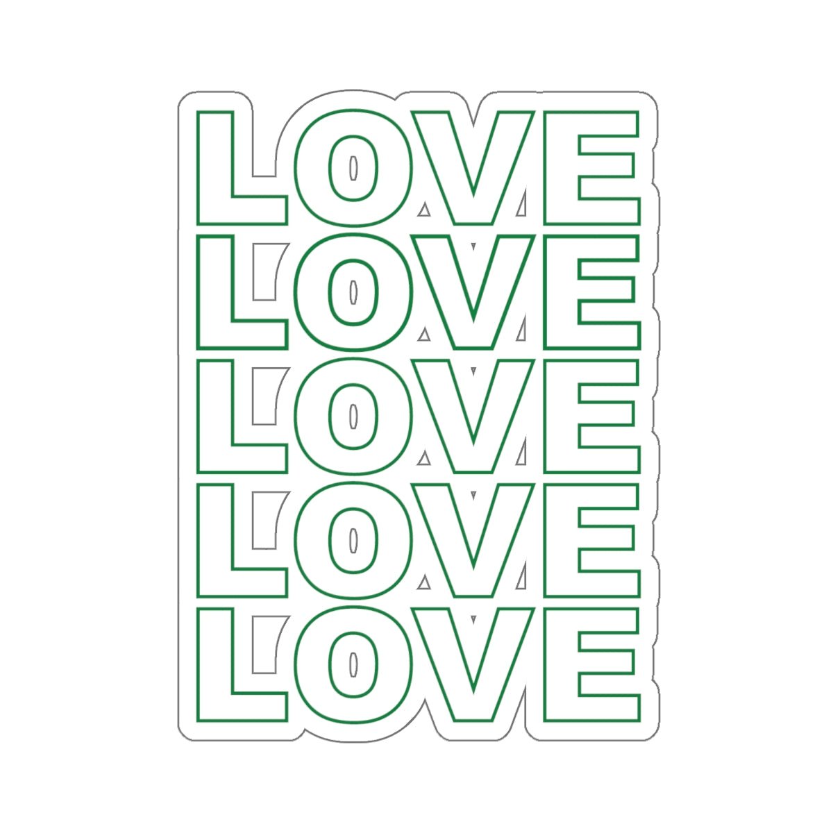 'LOVE' Stack Kiss-Cut Sticker in Green