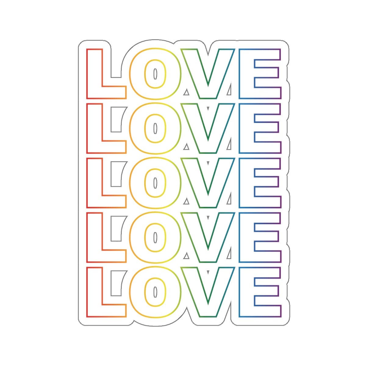 'LOVE' Stack Kiss-Cut Sticker in Rainbow