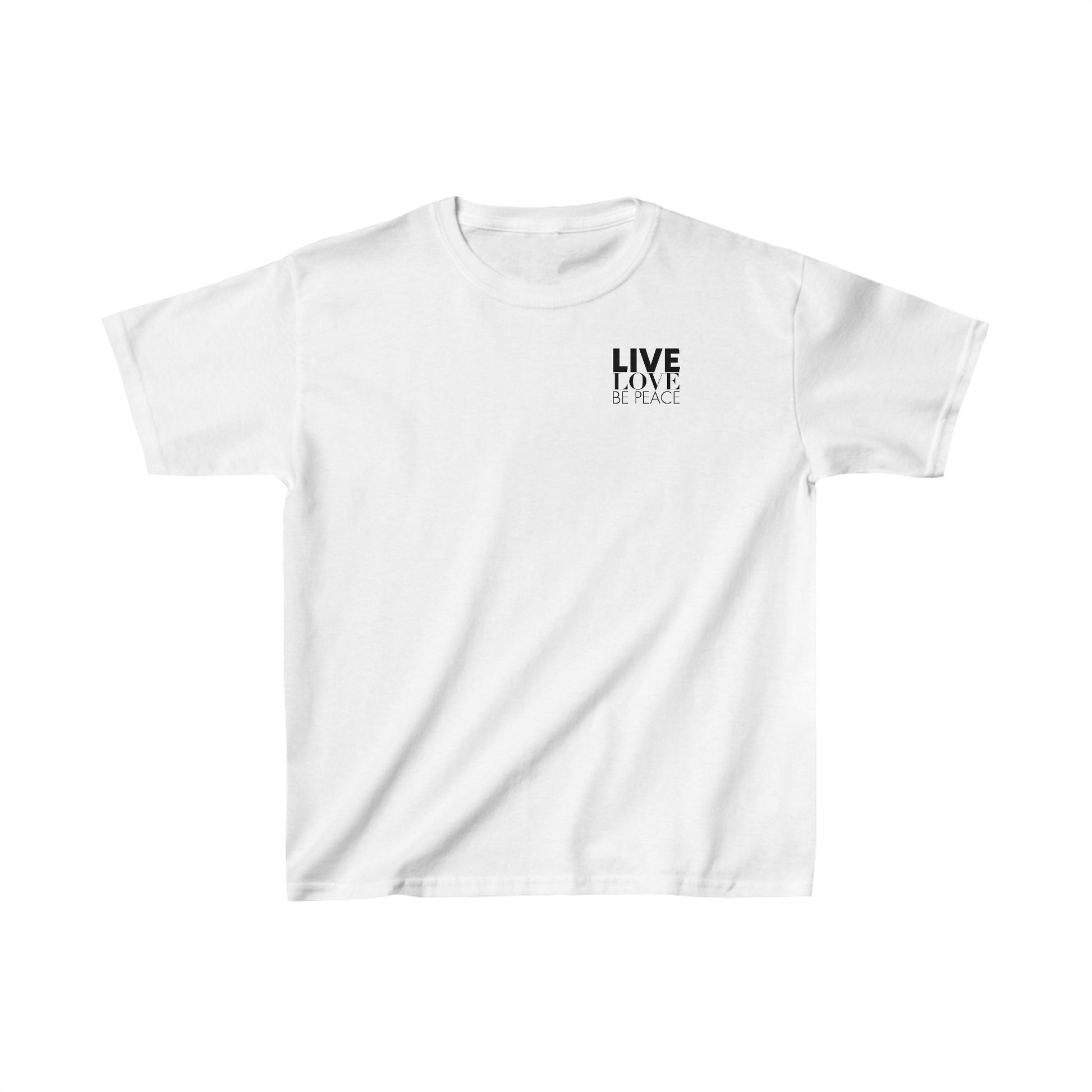 Kids Live Love Be Peace Resist T-Shirt Black on White Front.