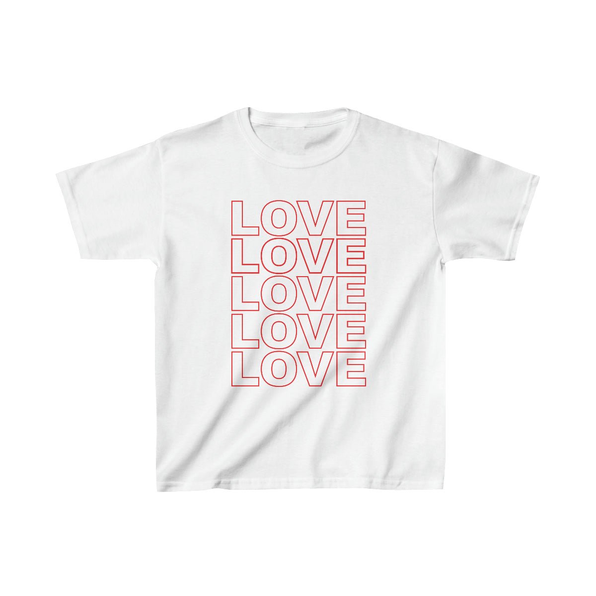 Kids' LOVE Stack Cotton Tee - Red on White