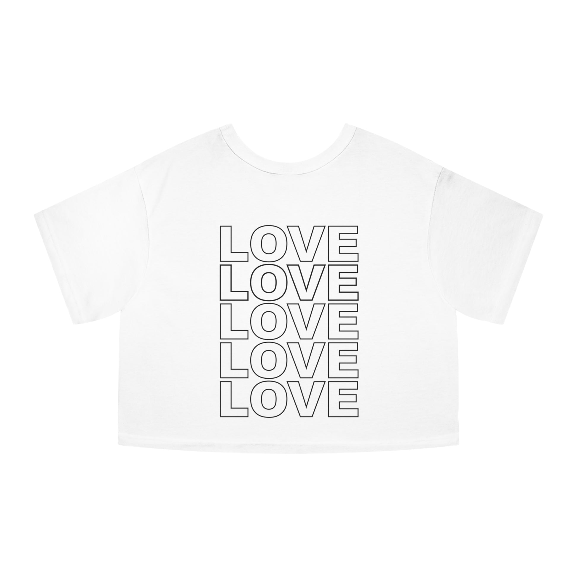 Live Love Be Peace Love Crop Top T-shirt in Black on White Back.