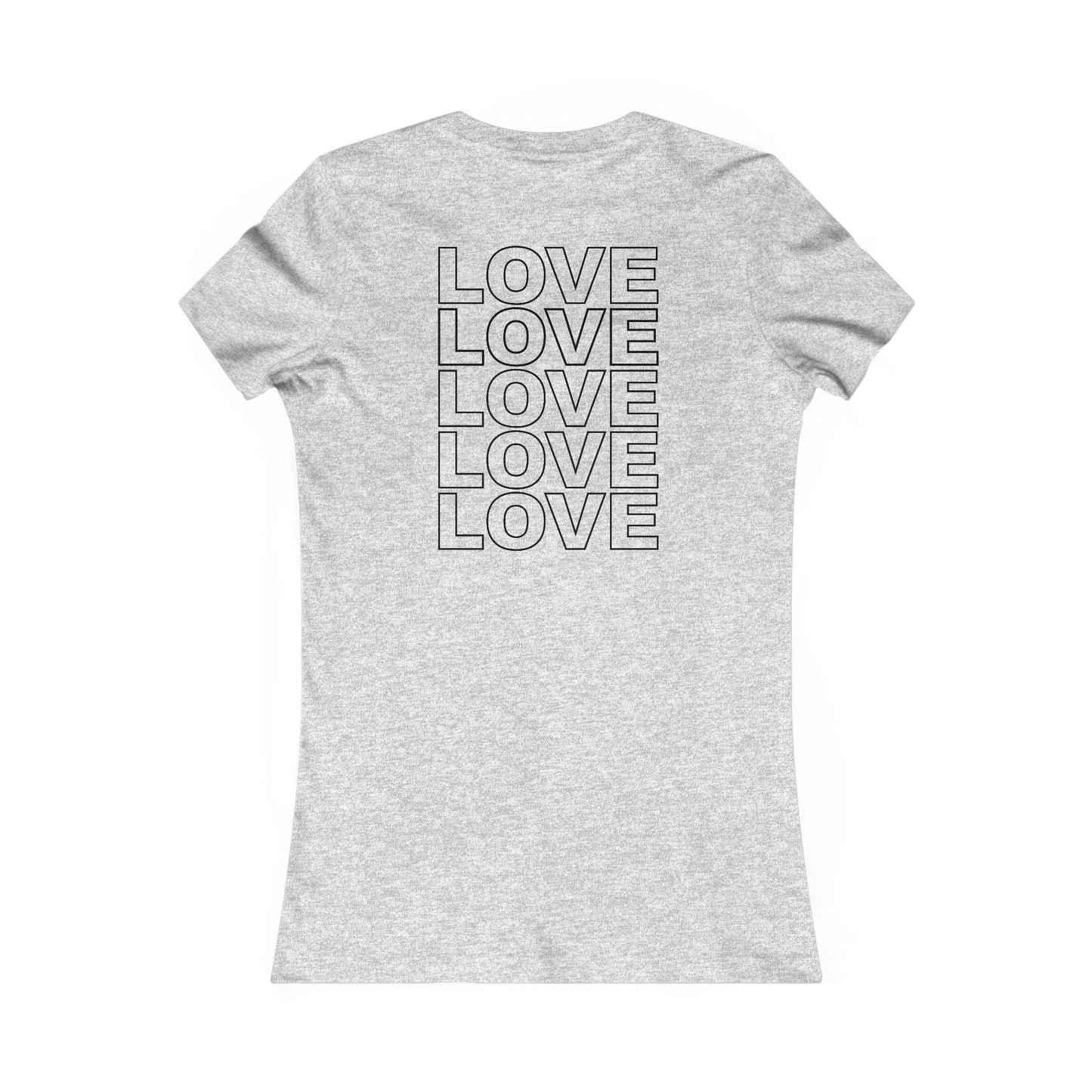Live Love Be Peace LOVE back print women’s t shirt in black on grey