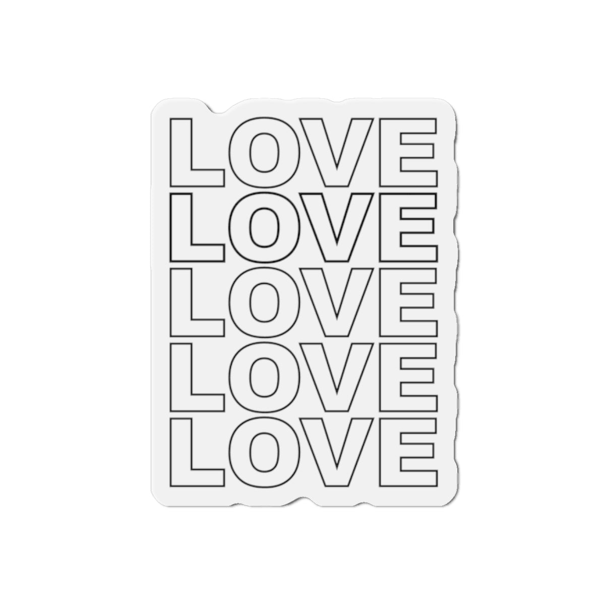 Live Love Be Peace LOVE stack die cut magnet in black