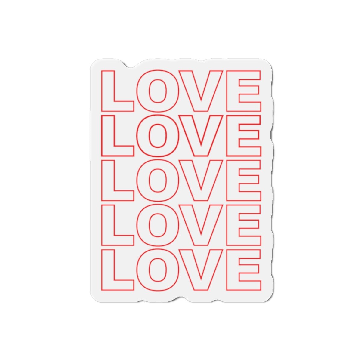 Live Love Be Peace LOVE stack die cut magnet in red