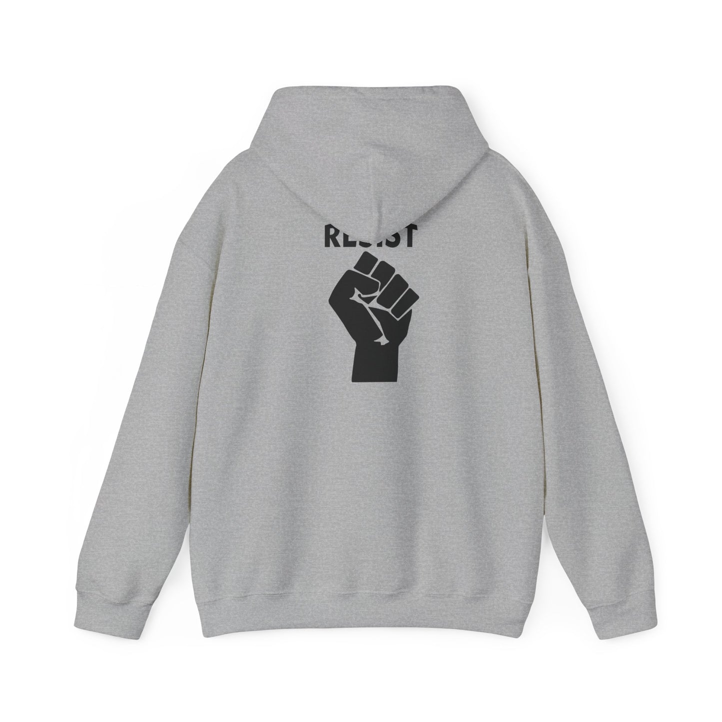 Live Love Be Peace RESIST back design pullover hoodie in black on grey