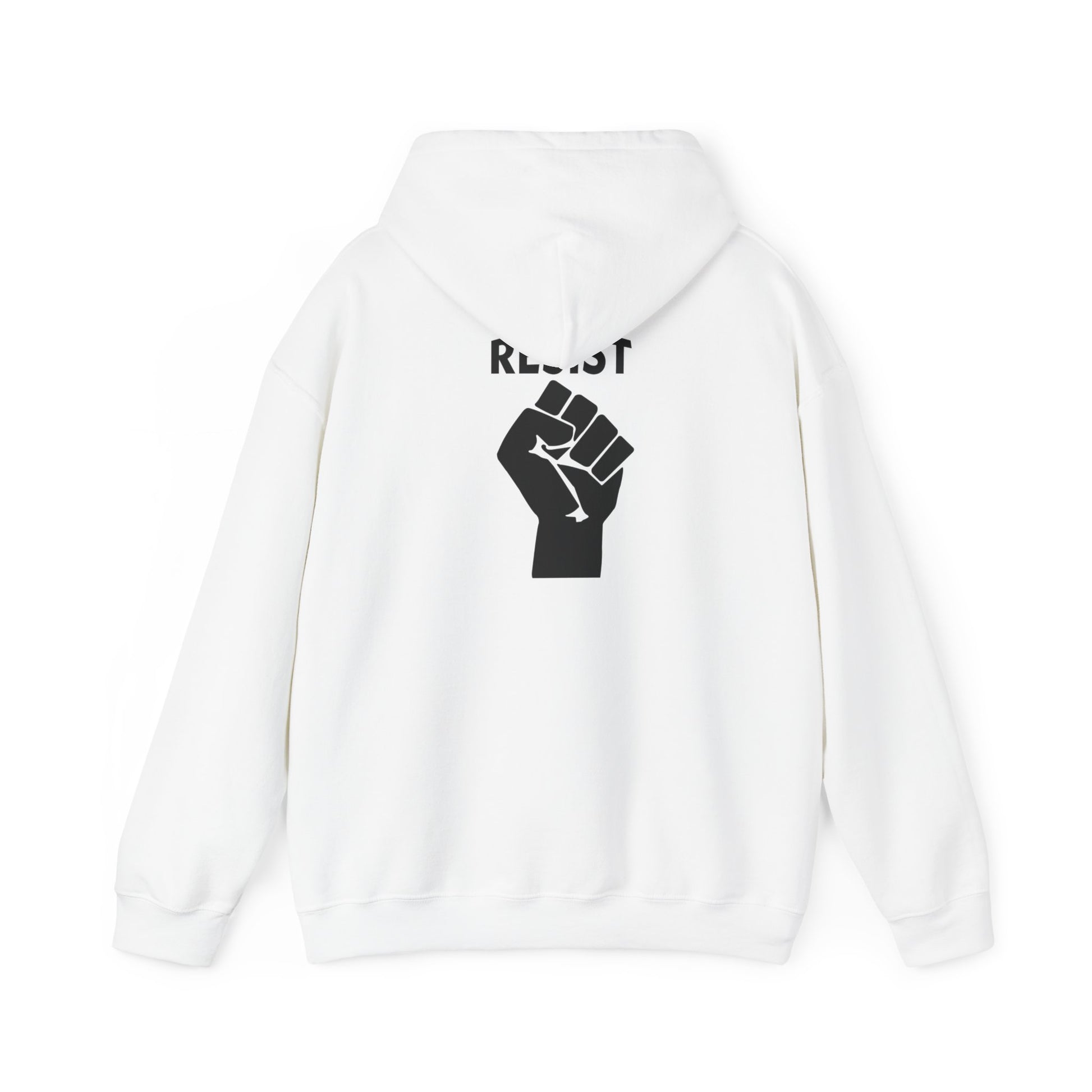 Live Love Be Peace RESIST back design pullover hoodie in black on white