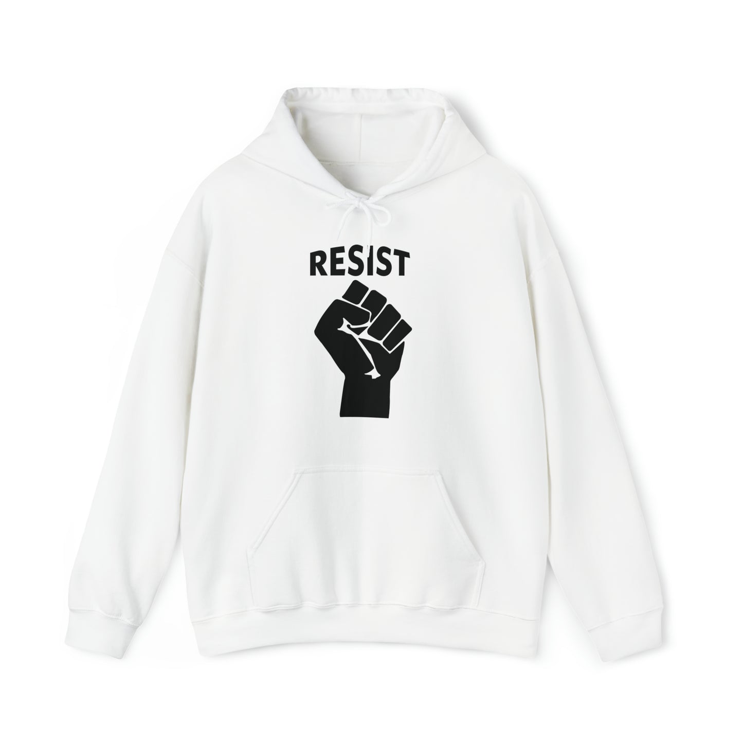 Live Love Be Peace RESIST front pullover hoodie in black on white