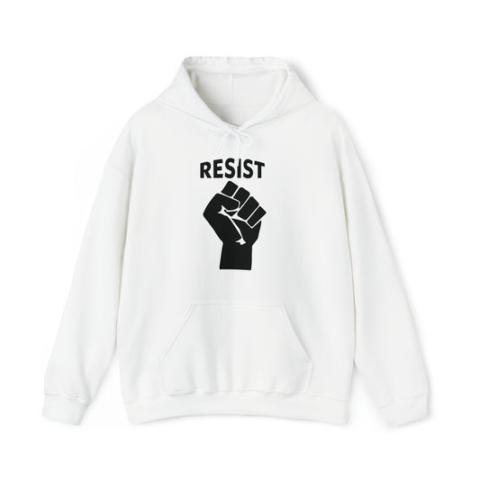 Live Love Be Peace RESIST front pullover hoodie in black on white
