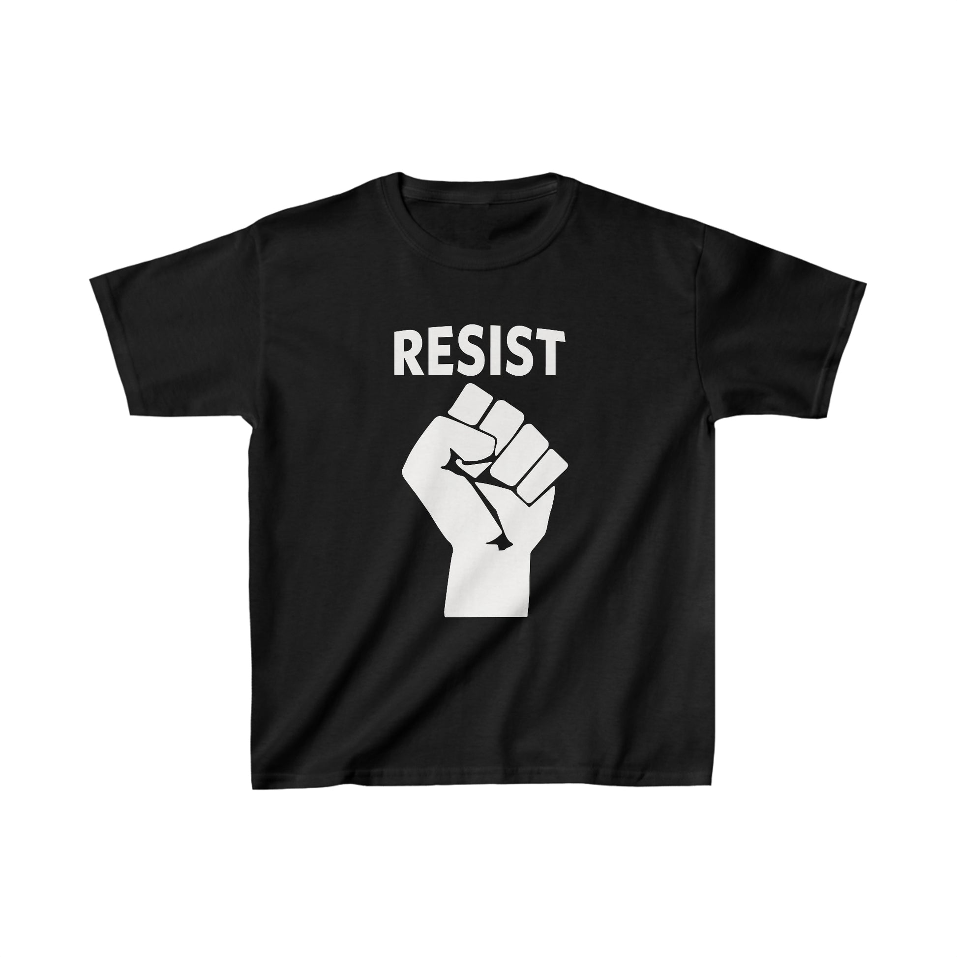 Live Love Be Peace RESIST kids t shirt in white on black