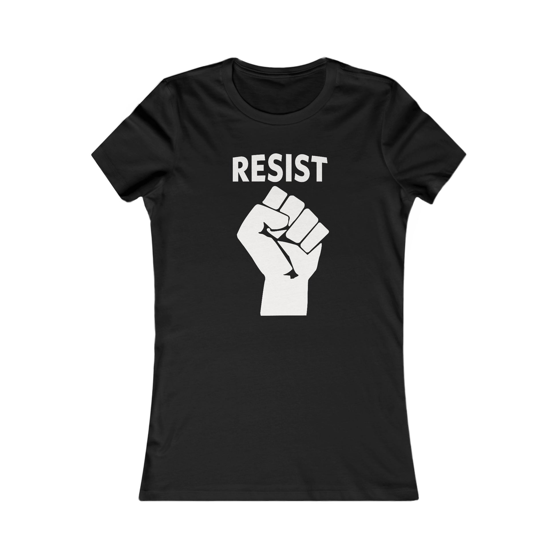 Live Love Be Peace RESIST women’s t shirt in white on black