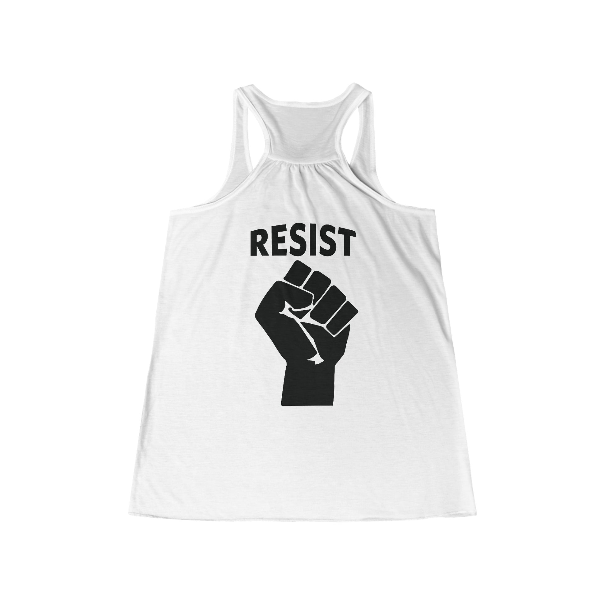 Live Love Be Peace Resist Womens Tank Top Black on White Back.