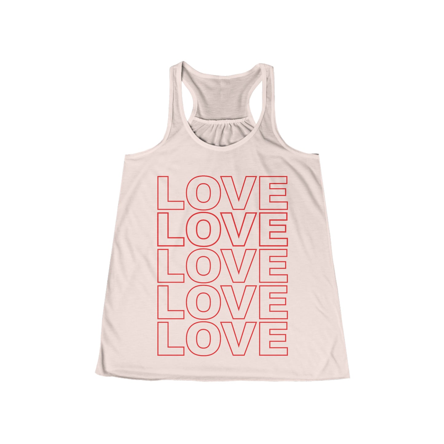 Love Stack Flowy Racerback Tank Red on Pink