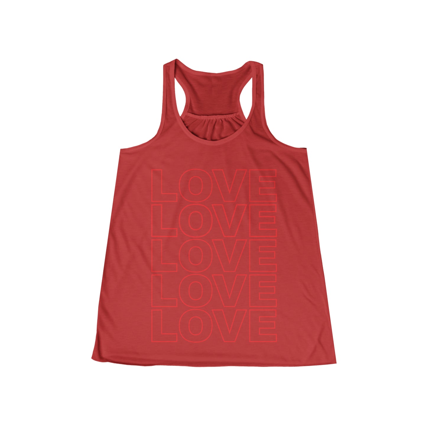 Love Stack Flowy Racerback Tank Red on Red