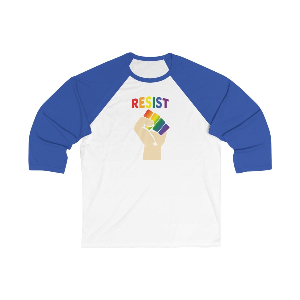 Pride Resist 3/4 Baseball Tee Rainbow on Navy Blue