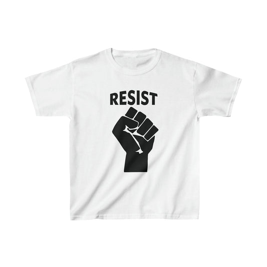 Empower Your Little Activist with our 'RESIST' Kids T-Shirt in Black on White