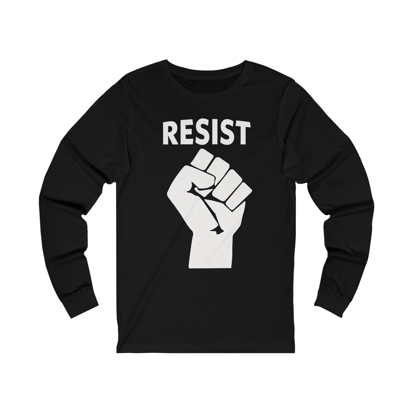 'RESIST' Long Sleeve T-Shirt White on Black.