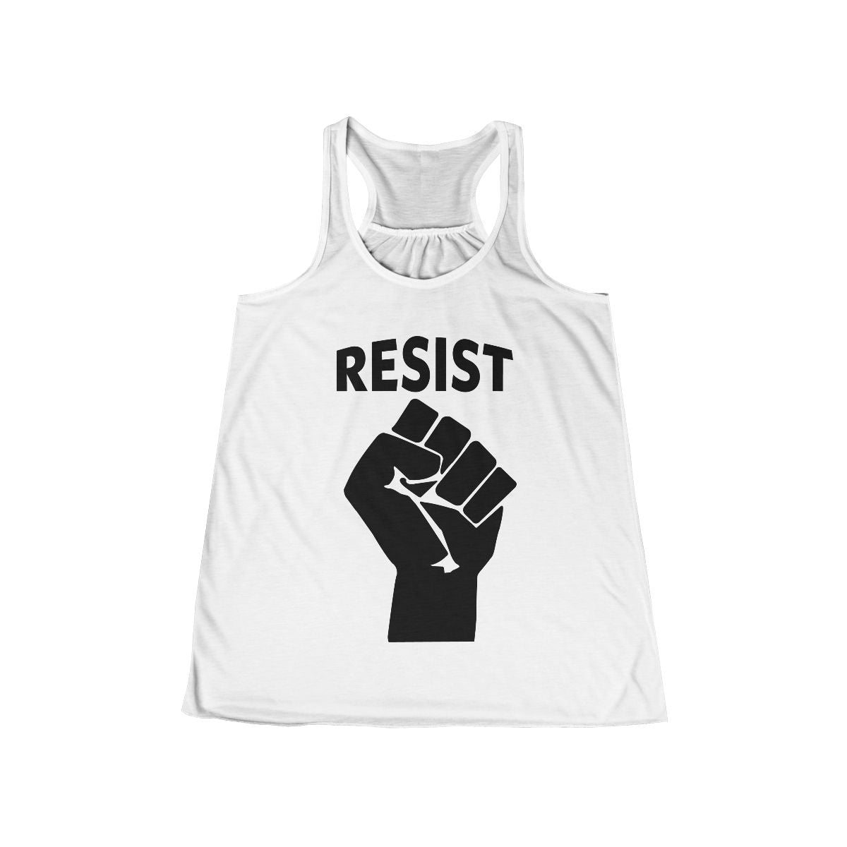 Resist Womens Flowy Racerback Tank Top in Black on White