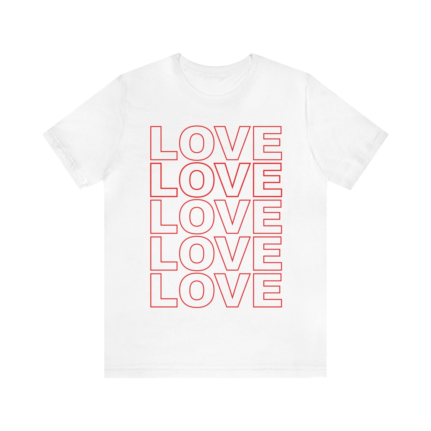 Unisex 'LOVE' Stack Tee Red on White