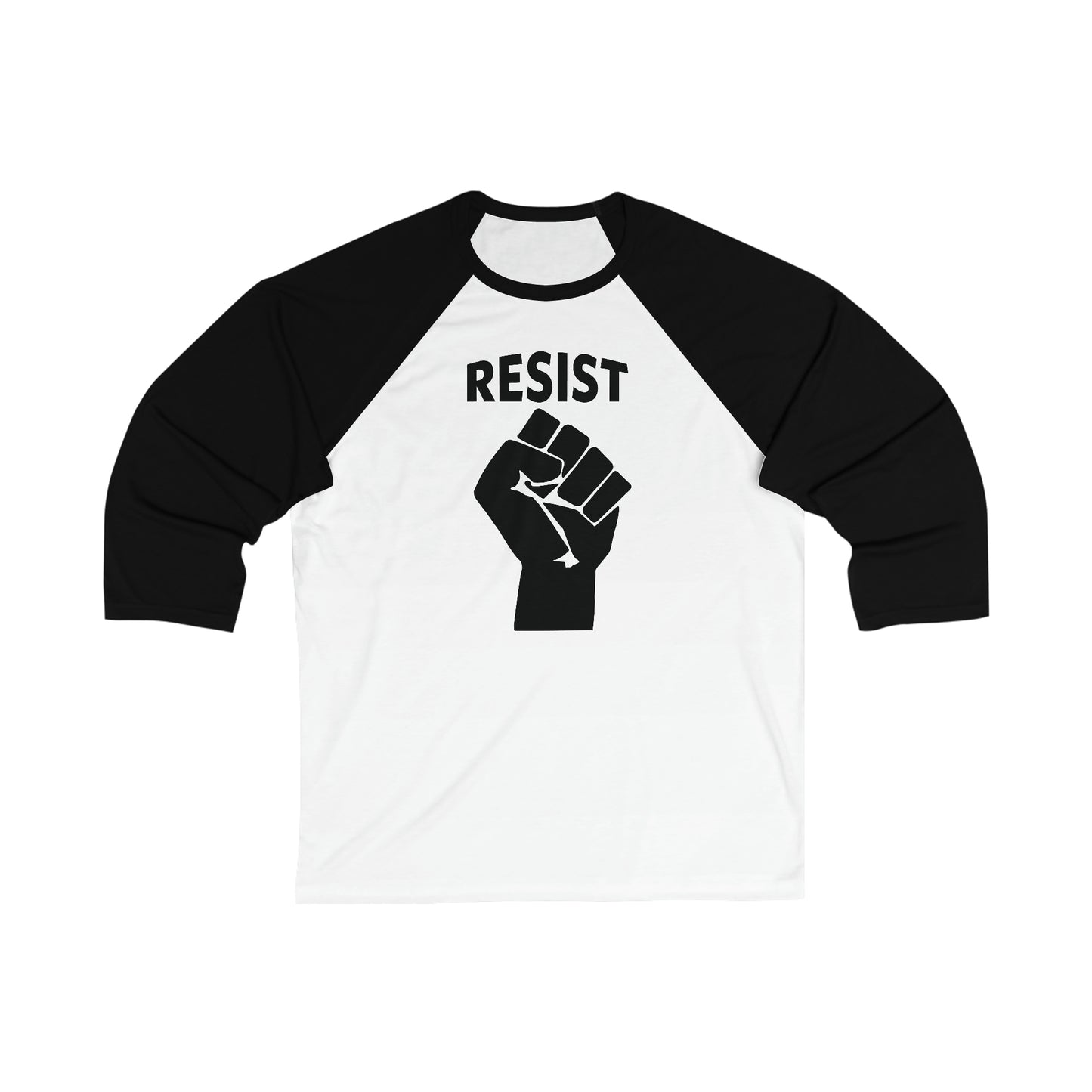 Join the Resistance with our 'RESIST' Unisex 3/4 Baseball Tee in Black on White